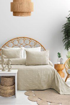 Бамбуковое покрывало с наволочками Saheser - Zeta beige евро 30243 фото