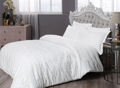 Двухспальное евро постельное белье Tac жаккард - Brinley белый р-60266705 фото