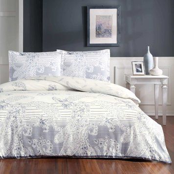 Постельное белье TAC сатин двуспальное евро - Paisley indigo р-60294174 фото
