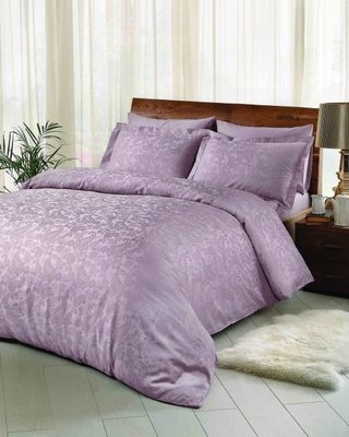 Двухспальное евро постельное белье TAC жаккард - Brinley лиловый р-60266699 фото