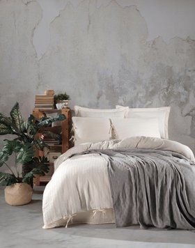 Постельное белье с пике Saheser - Dante grey евро 200*220 30216 фото