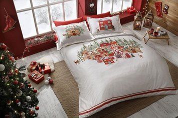 Постельное белье TAC сатин евро - Santa kirmizi  р-60223821 фото