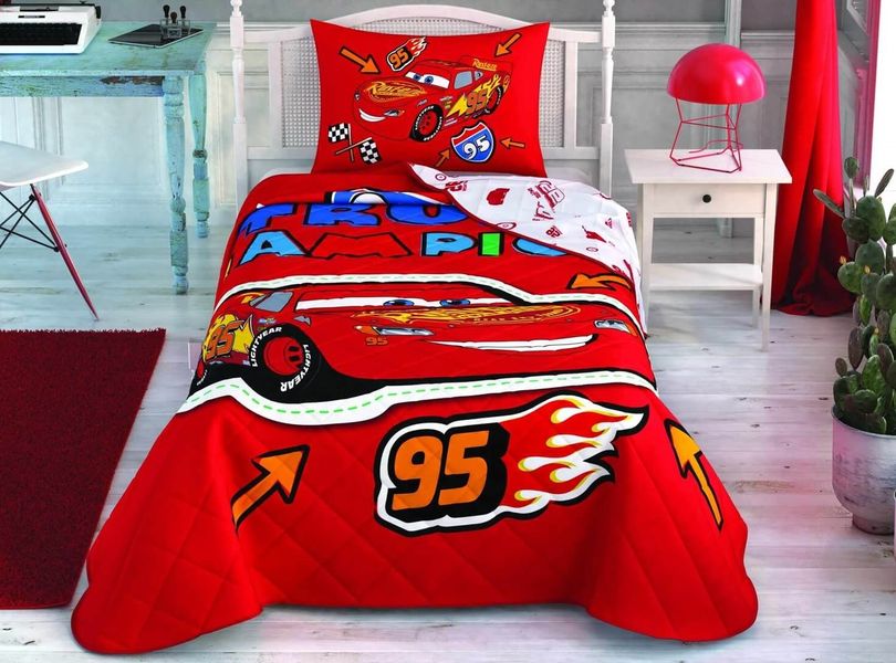 Стеганое покрывало TAC Disney Cars Champion 160×220см + наволочка p-60264507 фото